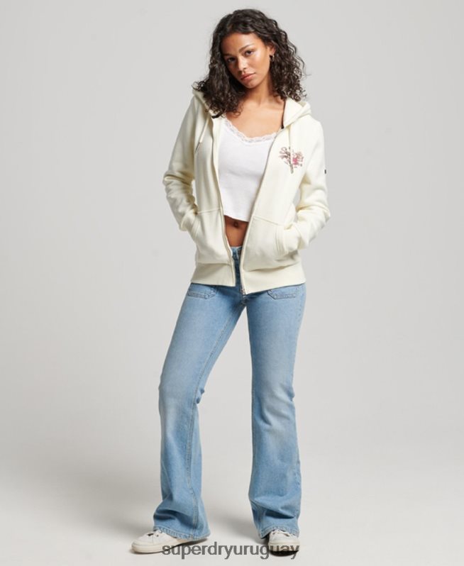 uy Superdry mujer sudadera con cremallera y logo vintage gris claro DT2N8Z2282 ropa
