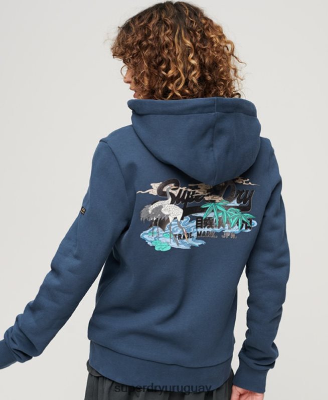 uy Superdry mujer sudadera con cremallera y logo vintage japonés Armada DT2N8Z3393 ropa