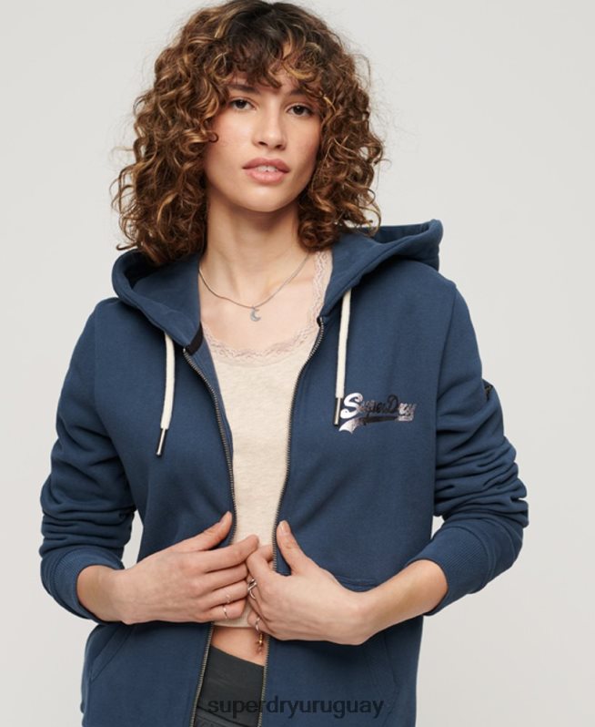 uy Superdry mujer sudadera con cremallera y logo vintage japonés Armada DT2N8Z3393 ropa