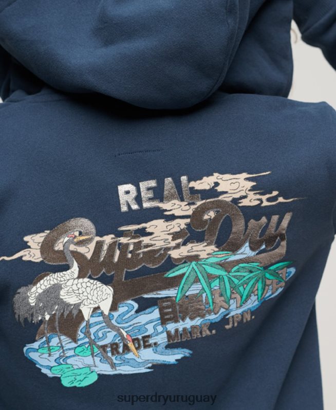 uy Superdry mujer sudadera con cremallera y logo vintage japonés Armada DT2N8Z3393 ropa