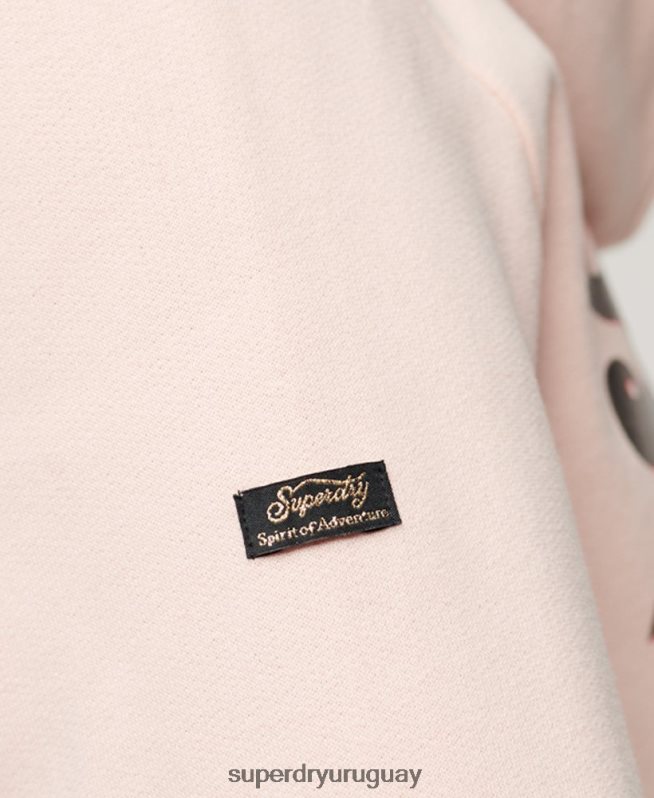 uy Superdry mujer sudadera con cremallera y logo vintage japonés rosa DT2N8Z3287 ropa