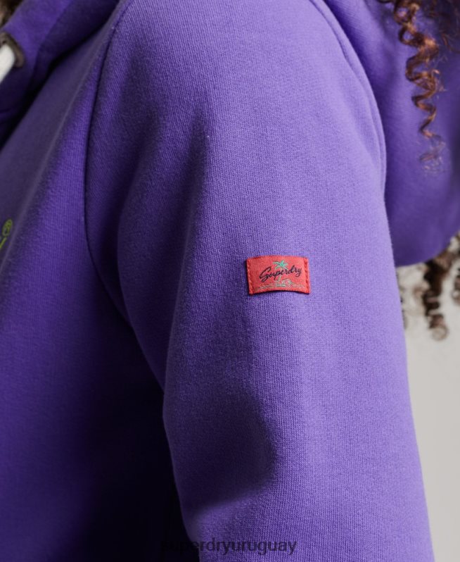 uy Superdry mujer sudadera con cremallera y logo vintage púrpura DT2N8Z2287 ropa