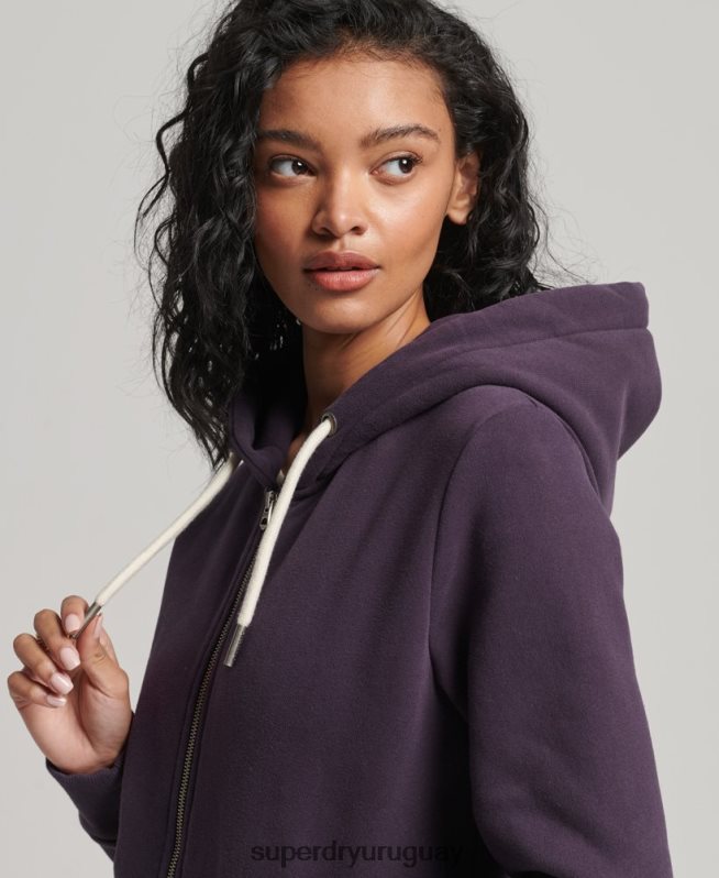uy Superdry mujer sudadera con cremallera y logo vintage púrpura DT2N8Z3305 ropa