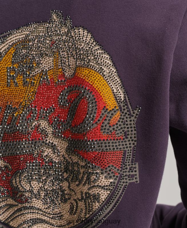 uy Superdry mujer sudadera con cremallera y logo vintage púrpura DT2N8Z3305 ropa