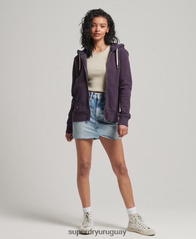 uy Superdry mujer sudadera con cremallera y logo vintage púrpura DT2N8Z3305 ropa