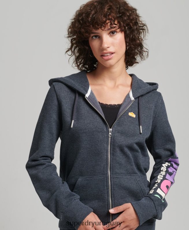 uy Superdry mujer sudadera con cremallera y terreno de los años 90 Armada DT2N8Z6058 ropa