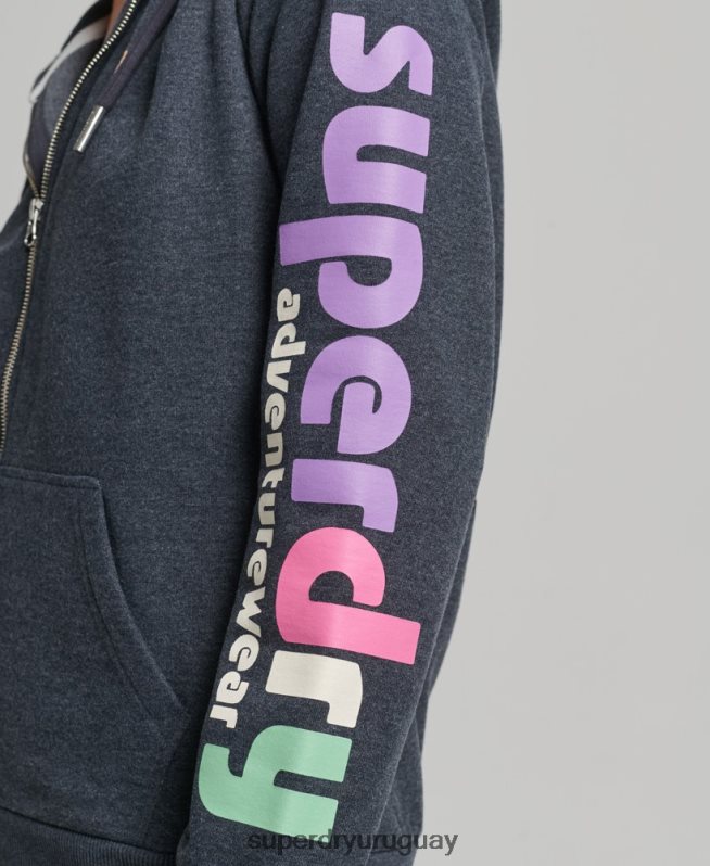 uy Superdry mujer sudadera con cremallera y terreno de los años 90 Armada DT2N8Z6058 ropa