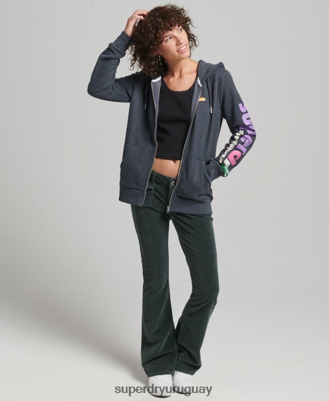 uy Superdry mujer sudadera con cremallera y terreno de los años 90 Armada DT2N8Z6058 ropa