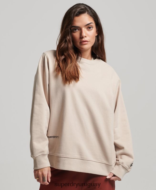 uy Superdry mujer sudadera con cuello redondo beige DT2N8Z3309 ropa