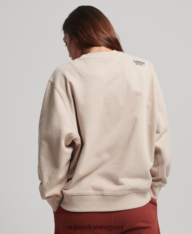 uy Superdry mujer sudadera con cuello redondo beige DT2N8Z3309 ropa