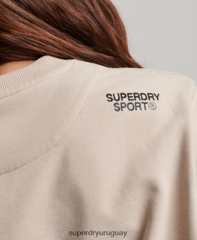 uy Superdry mujer sudadera con cuello redondo beige DT2N8Z3309 ropa