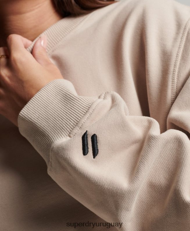 uy Superdry mujer sudadera con cuello redondo beige DT2N8Z3309 ropa