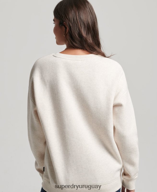 uy Superdry mujer sudadera con cuello redondo beige DT2N8Z3499 ropa