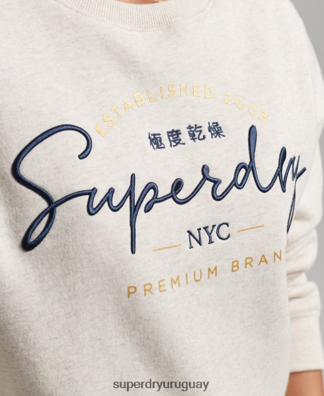 uy Superdry mujer sudadera con cuello redondo beige DT2N8Z3499 ropa