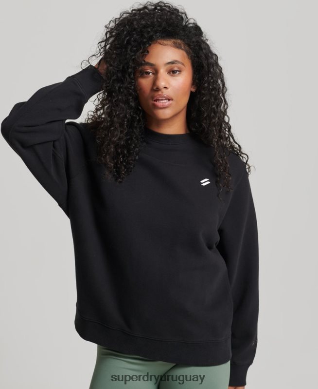 uy Superdry mujer sudadera con cuello redondo de algodón orgánico negro DT2N8Z6349 ropa