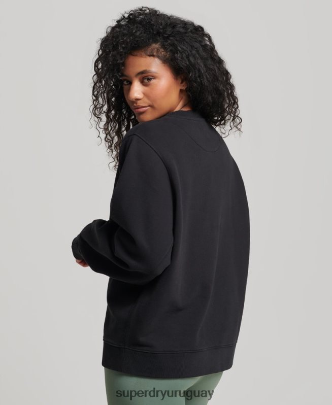 uy Superdry mujer sudadera con cuello redondo de algodón orgánico negro DT2N8Z6349 ropa