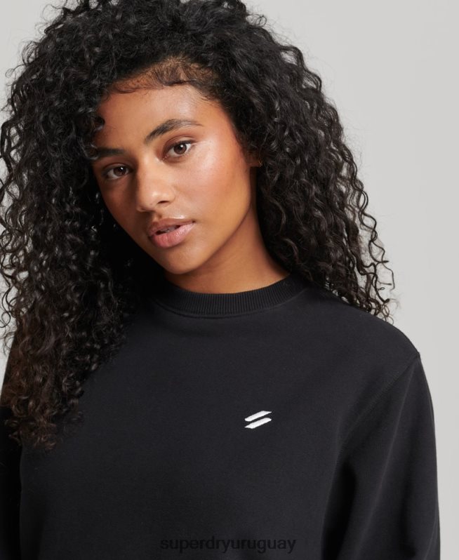 uy Superdry mujer sudadera con cuello redondo de algodón orgánico negro DT2N8Z6349 ropa