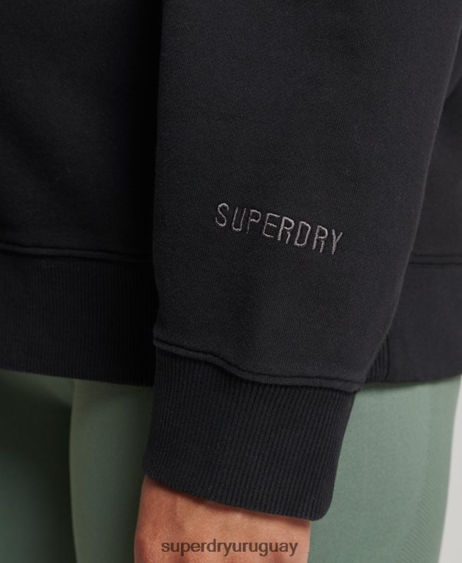 uy Superdry mujer sudadera con cuello redondo de algodón orgánico negro DT2N8Z6349 ropa