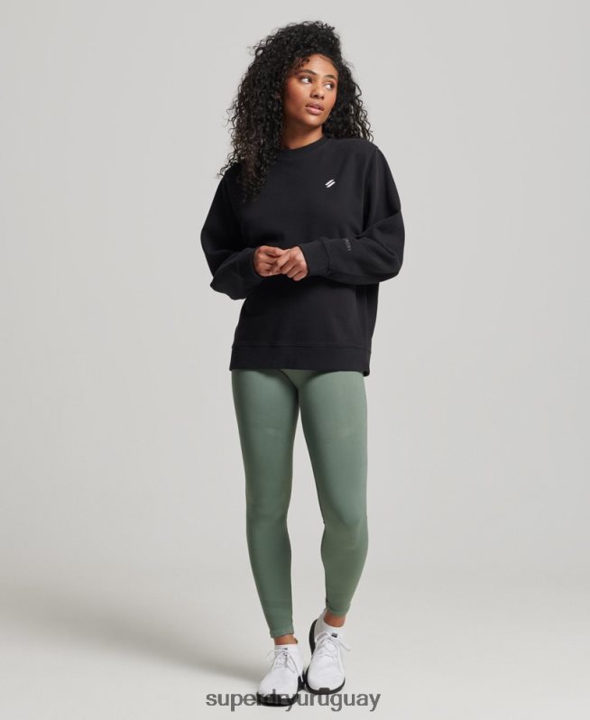 uy Superdry mujer sudadera con cuello redondo de algodón orgánico negro DT2N8Z6349 ropa