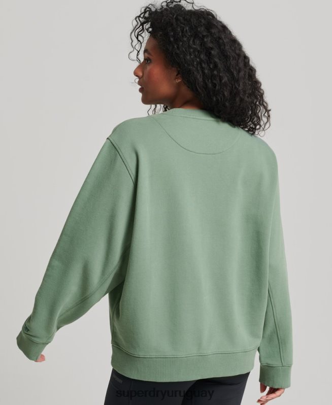 uy Superdry mujer sudadera con cuello redondo de algodón orgánico verde DT2N8Z3341 ropa