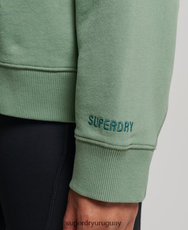 uy Superdry mujer sudadera con cuello redondo de algodón orgánico verde DT2N8Z3341 ropa
