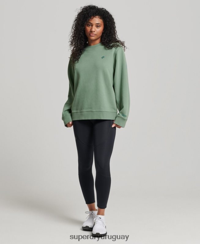 uy Superdry mujer sudadera con cuello redondo de algodón orgánico verde DT2N8Z3341 ropa