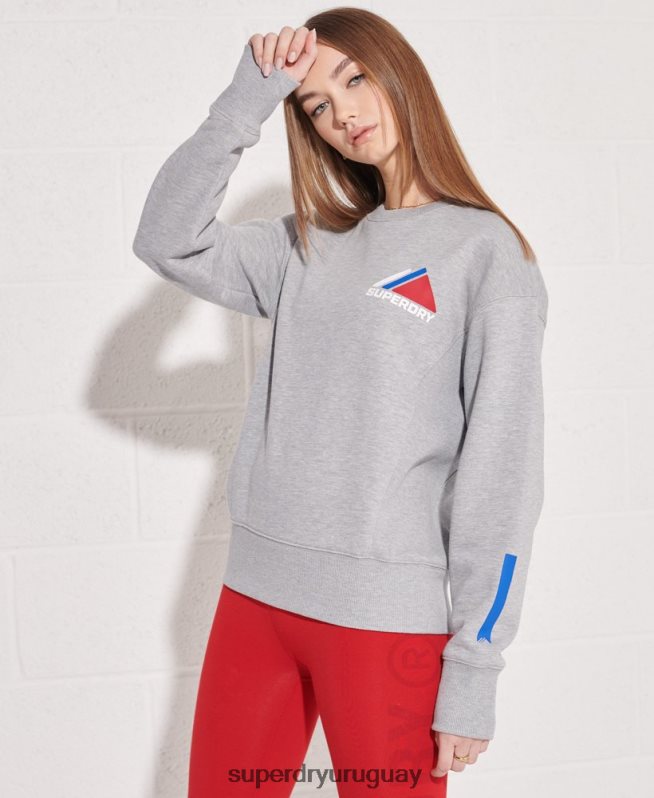 uy Superdry mujer sudadera con cuello redondo de deporte de montaña gris DT2N8Z6148 ropa
