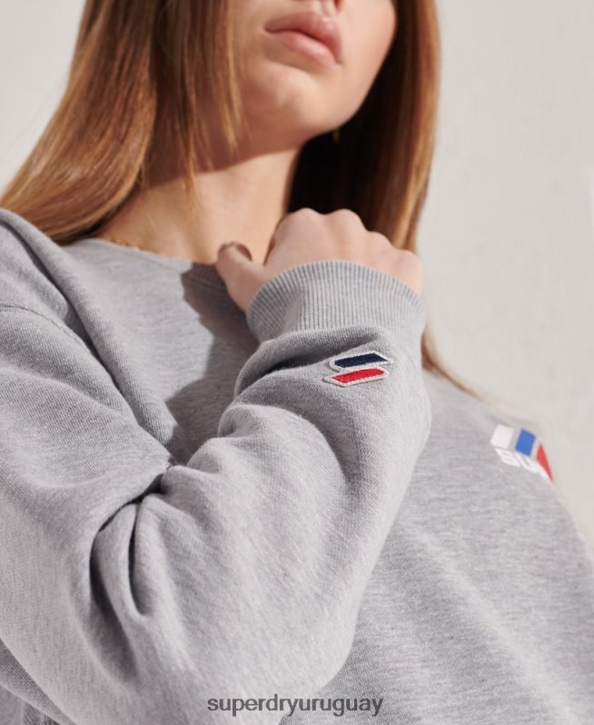 uy Superdry mujer sudadera con cuello redondo de deporte de montaña gris DT2N8Z6148 ropa