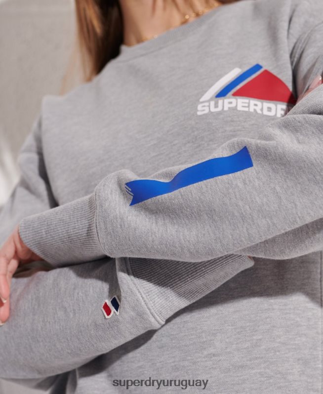 uy Superdry mujer sudadera con cuello redondo de deporte de montaña gris DT2N8Z6148 ropa
