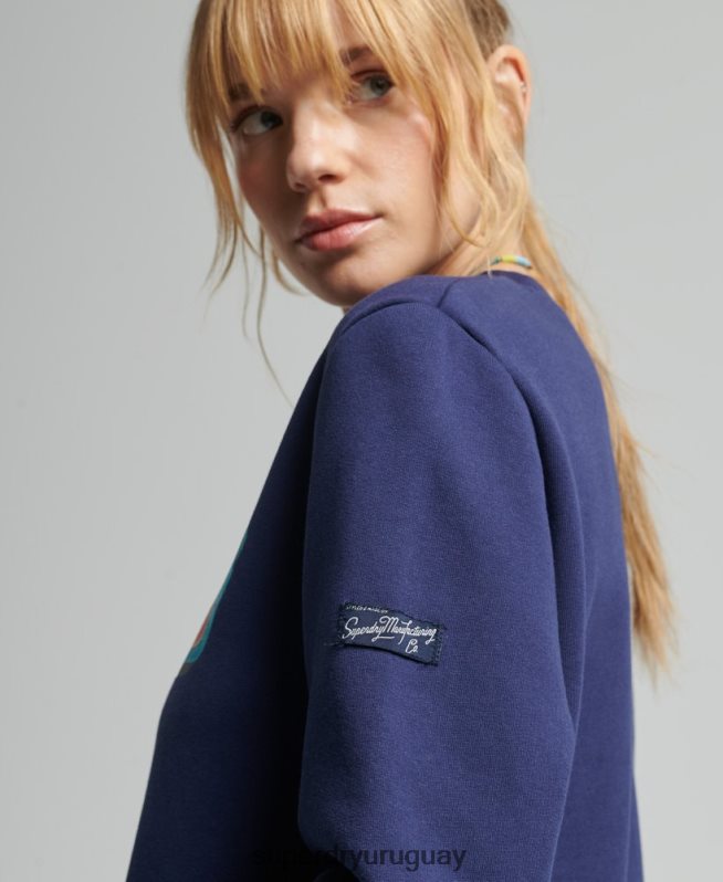 uy Superdry mujer sudadera con cuello redondo de temporada y logo vintage Armada DT2N8Z5958 ropa