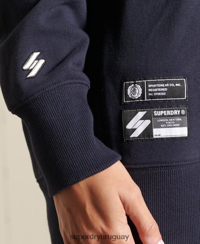 uy Superdry mujer sudadera con cuello redondo extragrande con arco universitario Armada DT2N8Z5960 ropa