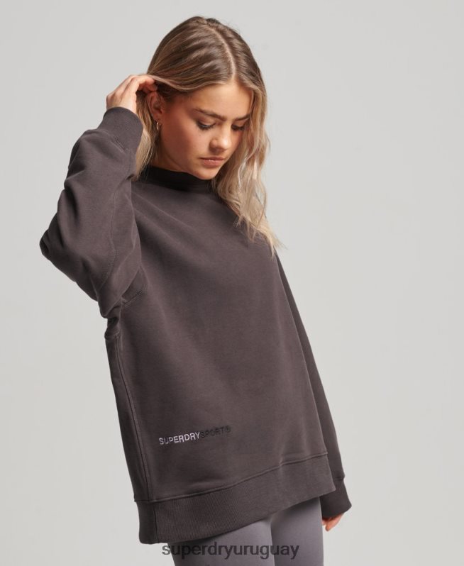 uy Superdry mujer sudadera con cuello redondo gris DT2N8Z3313 ropa