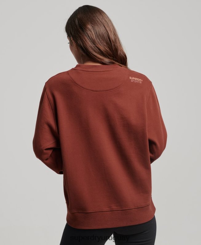 uy Superdry mujer sudadera con cuello redondo marrón DT2N8Z3328 ropa