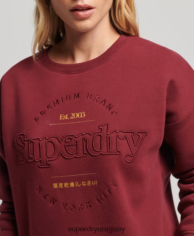 uy Superdry mujer sudadera con cuello redondo rojo DT2N8Z6021 ropa