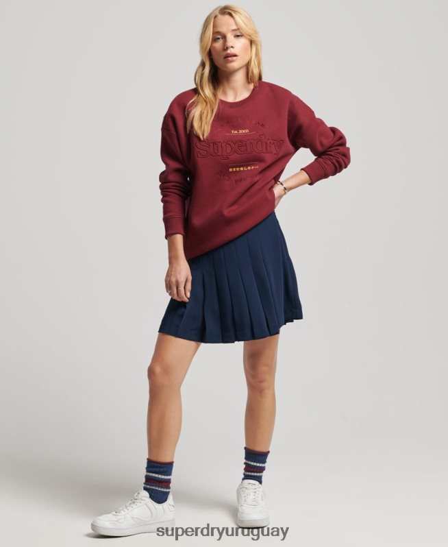 uy Superdry mujer sudadera con cuello redondo rojo DT2N8Z6021 ropa