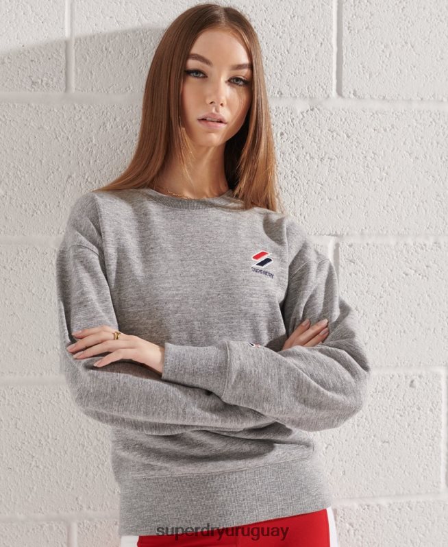 uy Superdry mujer sudadera con cuello redondo sportstyle esencial gris claro DT2N8Z5931 ropa