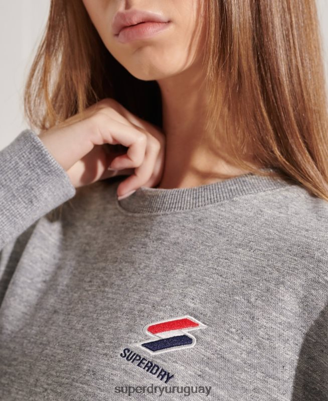 uy Superdry mujer sudadera con cuello redondo sportstyle esencial gris claro DT2N8Z5931 ropa