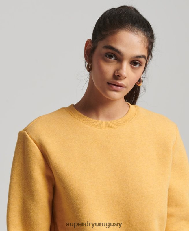 uy Superdry mujer sudadera con cuello redondo vintage de algodón orgánico amarillo DT2N8Z5747 ropa