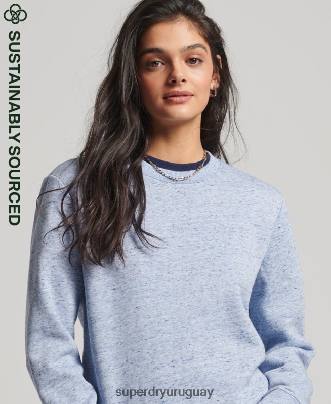 uy Superdry mujer sudadera con cuello redondo vintage de algodón orgánico azul claro DT2N8Z6128 ropa