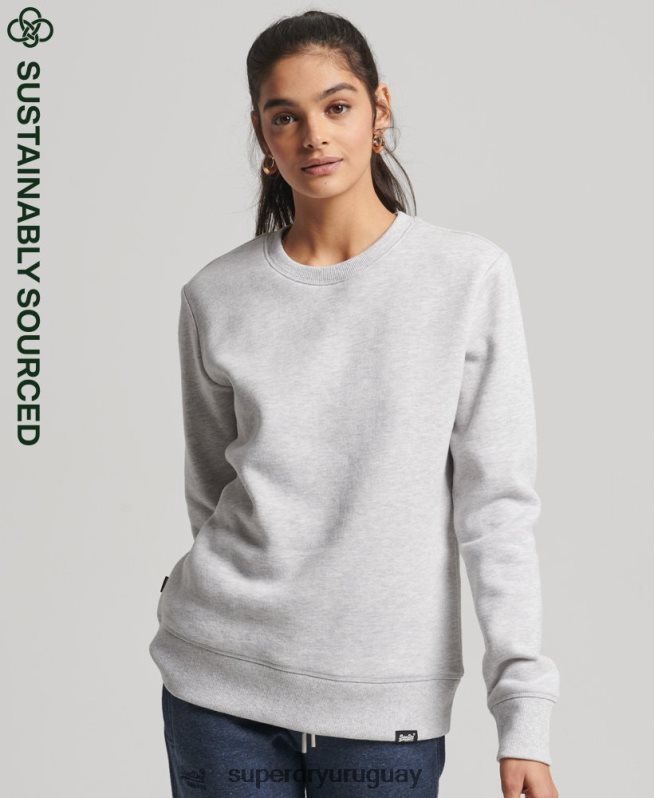 uy Superdry mujer sudadera con cuello redondo vintage de algodón orgánico gris claro DT2N8Z5758 ropa