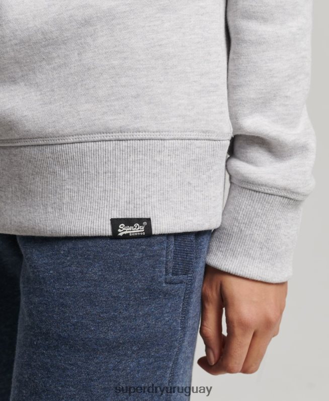 uy Superdry mujer sudadera con cuello redondo vintage de algodón orgánico gris claro DT2N8Z5758 ropa