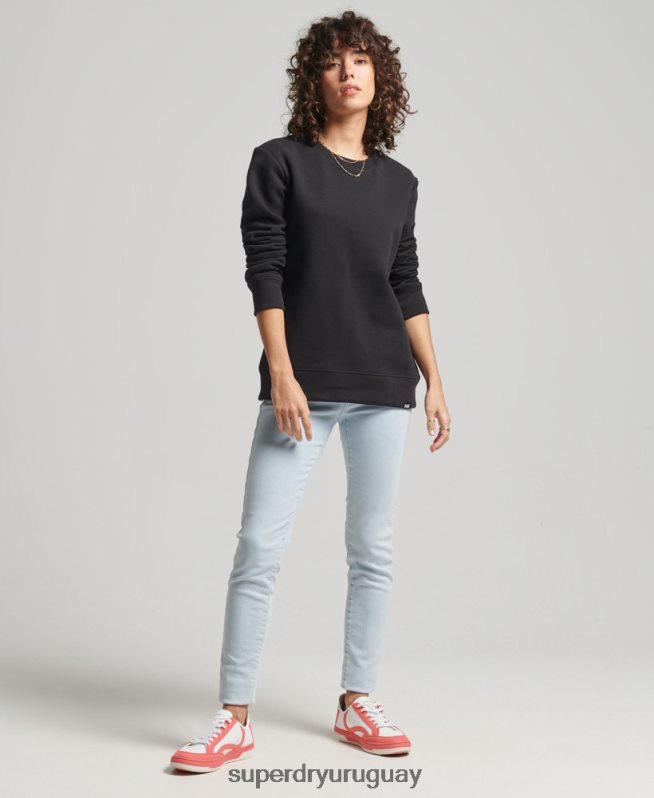 uy Superdry mujer sudadera con cuello redondo vintage de algodón orgánico negro DT2N8Z5981 ropa