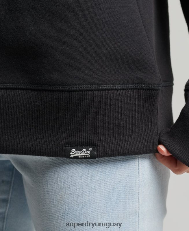 uy Superdry mujer sudadera con cuello redondo vintage de algodón orgánico negro DT2N8Z5981 ropa