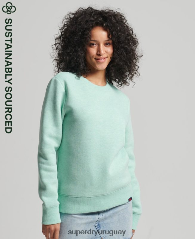 uy Superdry mujer sudadera con cuello redondo vintage de algodón orgánico verde DT2N8Z5855 ropa