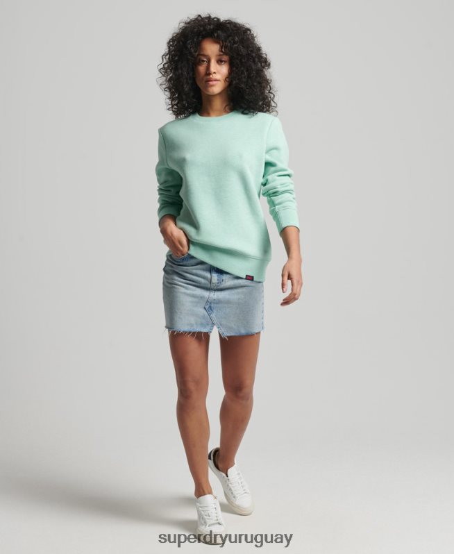 uy Superdry mujer sudadera con cuello redondo vintage de algodón orgánico verde DT2N8Z5855 ropa