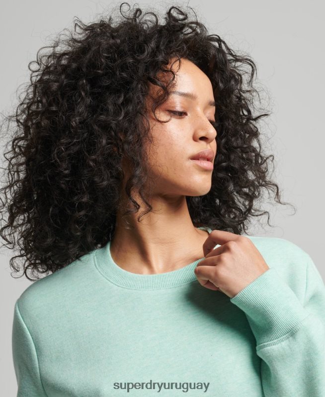 uy Superdry mujer sudadera con cuello redondo vintage de algodón orgánico verde DT2N8Z5855 ropa
