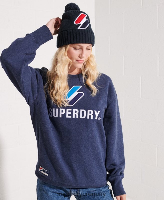 uy Superdry mujer sudadera con cuello redondo y aplique del logo Code azul DT2N8Z3504 ropa