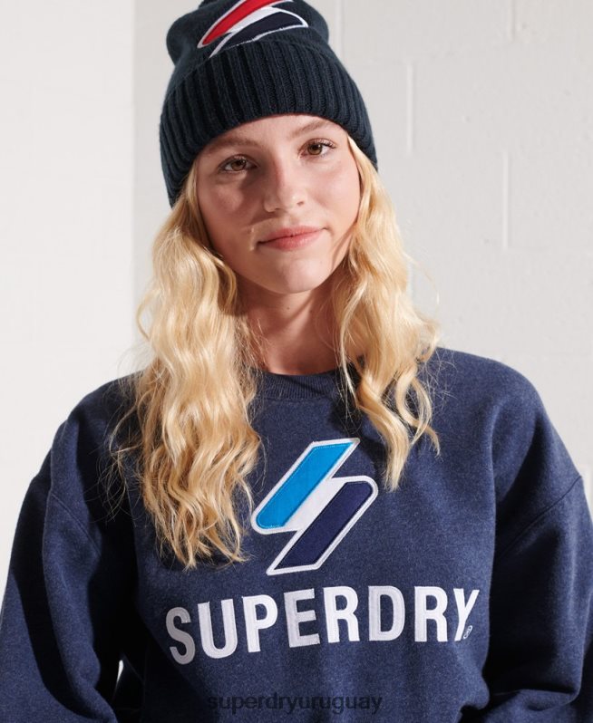 uy Superdry mujer sudadera con cuello redondo y aplique del logo Code azul DT2N8Z3504 ropa