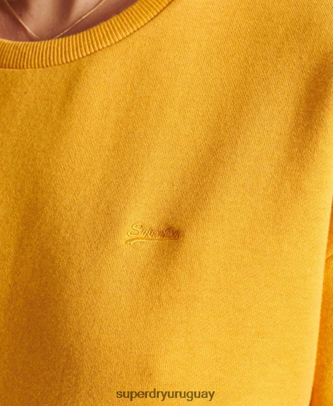 uy Superdry mujer sudadera con cuello redondo y logo bordado vintage amarillo DT2N8Z5969 ropa