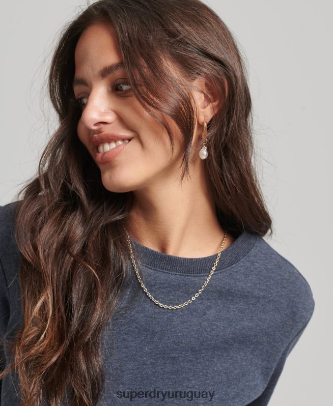 uy Superdry mujer sudadera con cuello redondo y logo esencial de algodón orgánico Armada DT2N8Z6114 ropa